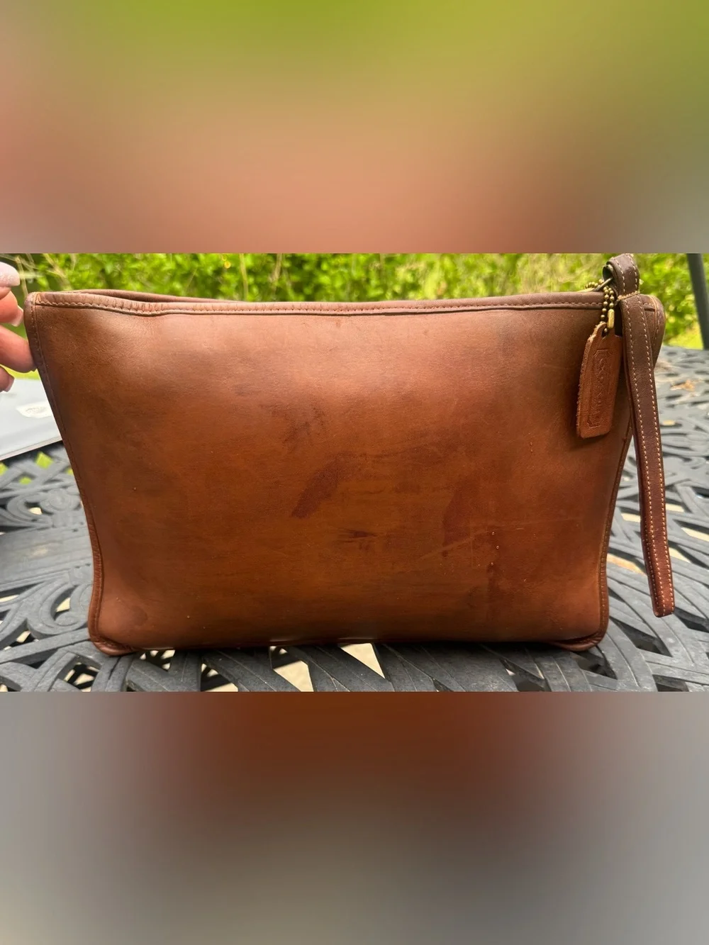 Coach Men's Brown Leather Zip Pouch - Picture 6 of 10